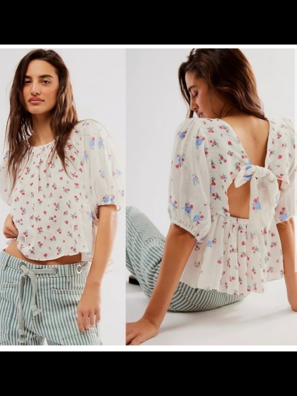Free People Chloe Printed Top Tea Combo - Picture 1 of 7